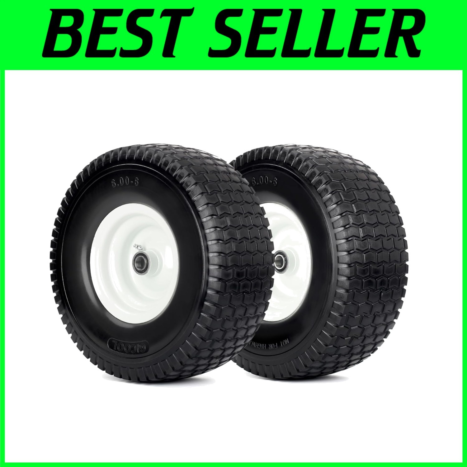 12 Pack 15x6-6 Solid PU Foam Lawn Mower Tires with Wheels