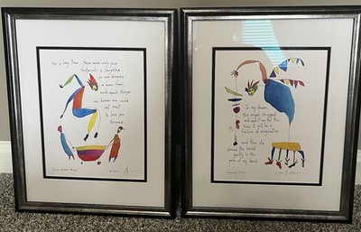2 Brian Andreas Story People Framed Double Matted Signed Prints 12  X 15 