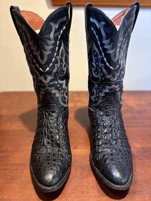 Dan Post black caiman cowboy boots mens 11 EW