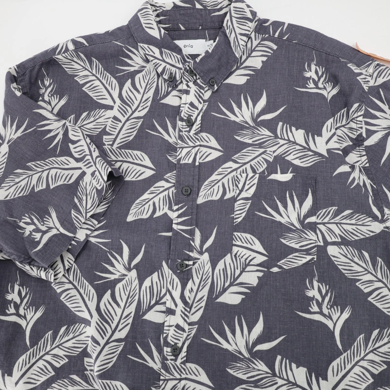 Onia Shirt Mens XL Linen cotton Camp Short Sleeve Resort Summer floral button up
