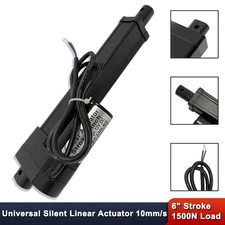 6" Stroke Silent Linear Actuator 330lbs (1500N) Load Capacity 10mm/s IP55 Black
