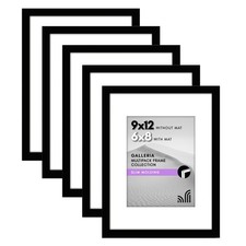 americanflat 9x12 picture frame in black - set of 5 - use as 6x8 picture frame w