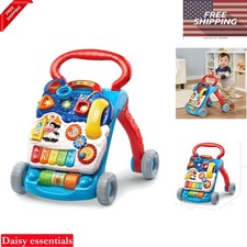 Sit-to-Stand Baby Walker Blue with Activity Panel for 9 to 3
