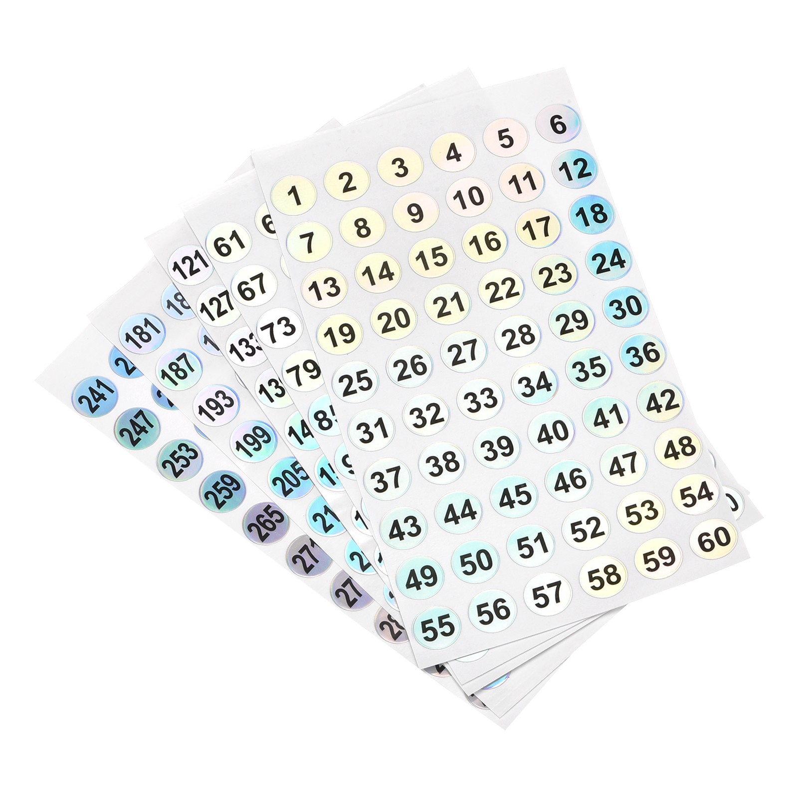 10 Sheets Number Stickers 1-300 Round Number Labels Reflective Sticker