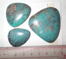 Turquoise Stone Flat Free Form Cabochon 157.5 Carat 3 pieces 31.5 gram Lot B