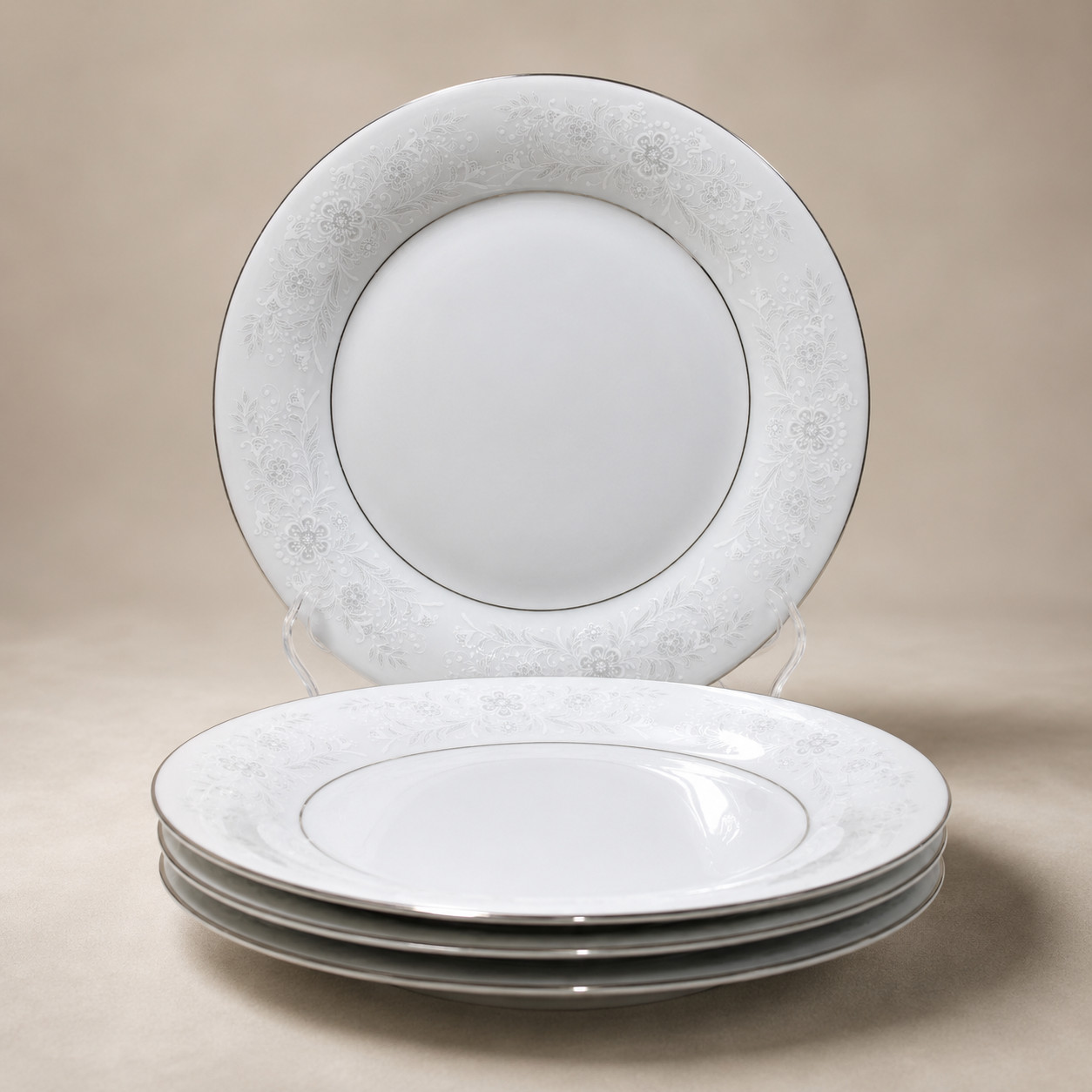Crown Ming Fine China Queen's Lace Jian Shiang Salad Plates (Set of 4)