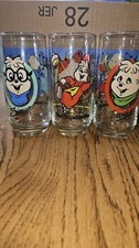 Lot complet de 3 verres à boire Alvin et les tamias 1985 Hardee’s vintage