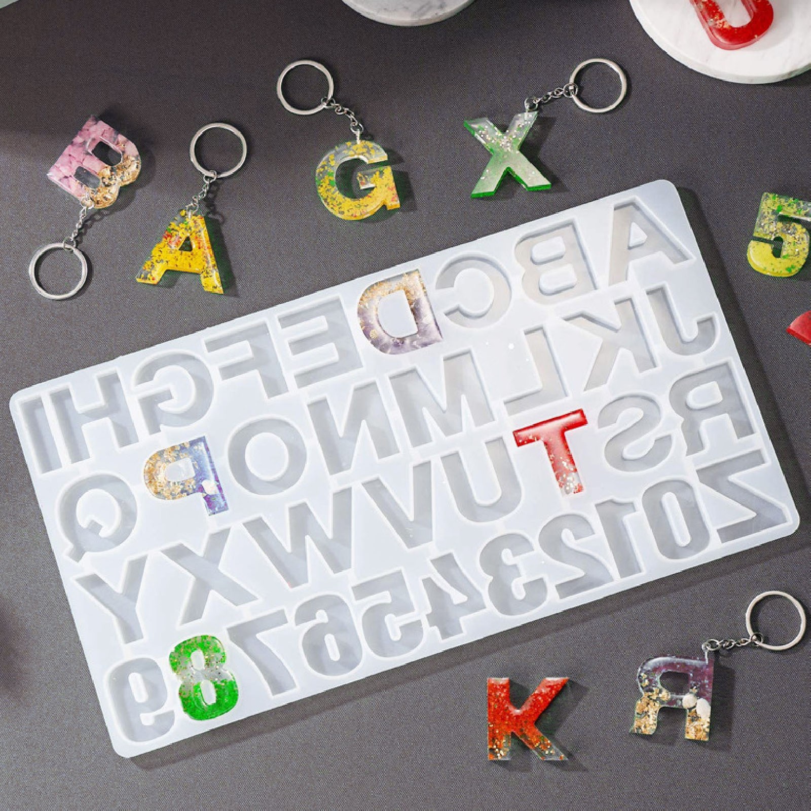 Silicone Letters Molds Set Alphabet Pendant Casting Molds Resin Silicone Mould F