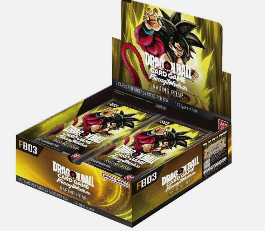 DRAGON BALL SUPER CARD FUSION WORLD FB03 EU BOX 24 BUSTE TCG RAGING ROAR GAME