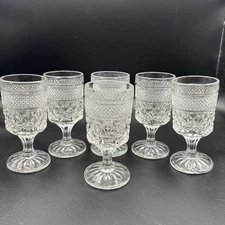 Vtg Set Of 6 Anchor Hocking Wexford 5 Oz Water Juice  Goblets Glasses 5.5”
