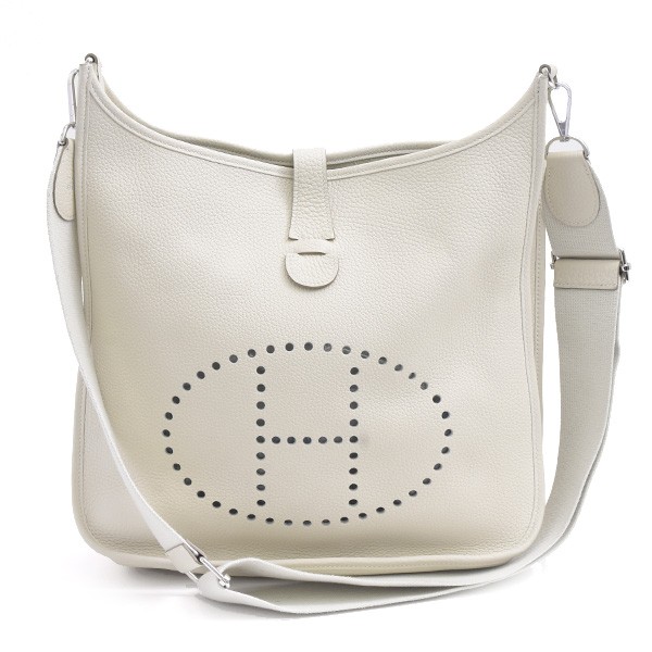Hermès Evelyne III GM Ivory Clemence Leather Shoulder Bag Y Stamp 023