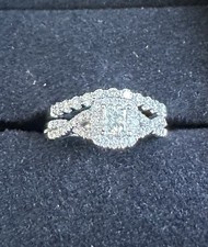 14K White Gold Diamond Engagement Ring Set Princess Cut 0.75 CTW Size 6