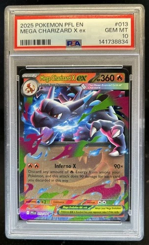 2025 Pokemon Phantasmal Flames Mega Charizard X ex Double Rare #013/094 PSA 10