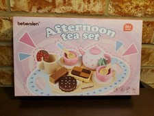 Wooden Tea Set Play Food Dessert Toys for Kids Pretend Kitchen Play