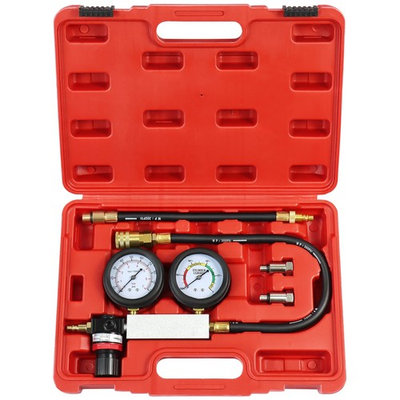 #ad JoyFans Cylinder Leak Down Tester Kit Professional Dual Pressure Gauges Red $41.89