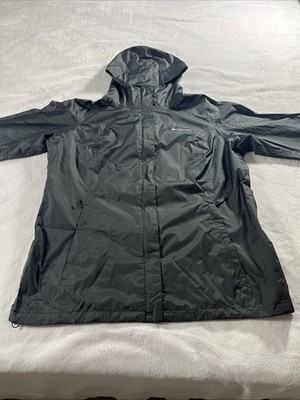 Columbia Arcadia II Womens Black Long Sleeve Hooded Rain Jacket Size 1X