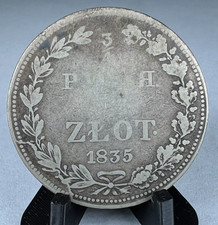 1835 Poland 5 Złotych & Russia 3/4 Ruble C# 133, Silver, Scarce!