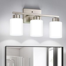 Brushed Nickel Bathroom Light Fixtures Vanity Lights Over Mirror Modern 3-Light