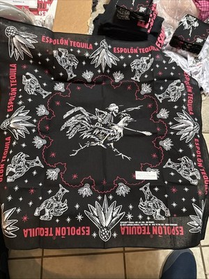 Espolon Tequila Handkerchief/Bandana Skeleton/Red Letters 21'' x 21'' Lot Of 10