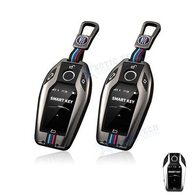 2PCS Gun-color Zinc Alloy Full Seal Smart LED Key Fob For BMW 5 6 7 Series X3 X5