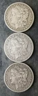 1890 S, 1896 O, and 1899 O $1 Morgan Silver Dollars