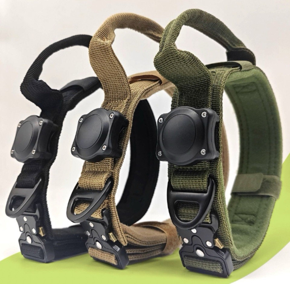 Military AirTag Dog Collar GPS Waterproof Tactical Metal Buckle FREE SHIPPING