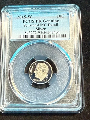 2015 W ROOSEVELT DIME SILVER PCGS PR GENUINE SCRATCH UNC DETAIL 404