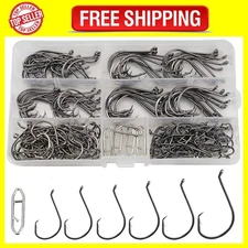 Circle Hooks Saltwater Catfish Bass Fishing Hooks, 180Pcs Octopus Offset Fishing