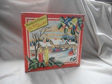 HUNTLEY & PALMERS DE LUXE ASSORTED CHRISTMAS SCENE SQUARE EMPTY TIN VINTAGE OLD