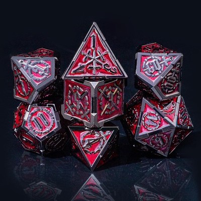 Metal DND Dice Set, Red Warblade Heavy Metal Dice Set, Designed for D&D DM, P...