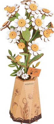 rowood 3D Puzzle Wooden Flower,DIY Flower Building Block Set Craft Kit,Mother's 