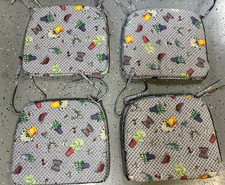 Vtg 4 Padded Chair Seat Pads Covers - Garden,...