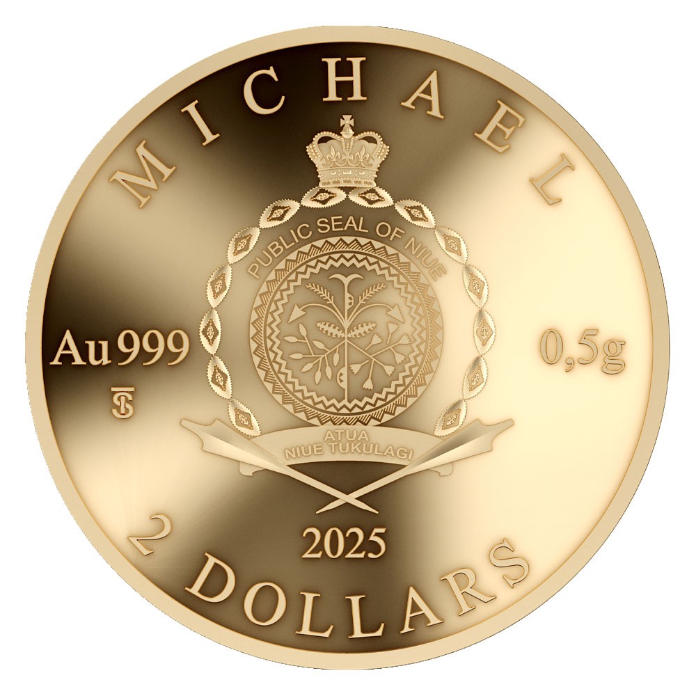 2025 $2 Archangel Michael .5 Gram .999 Fine Gold Coin by T&S Coin