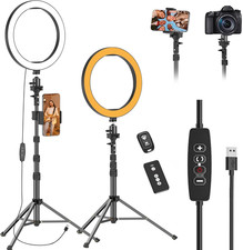EMART 10" Ring Light with 55" Extendable Tripod Stands and Phone Holder, Dimmabl
