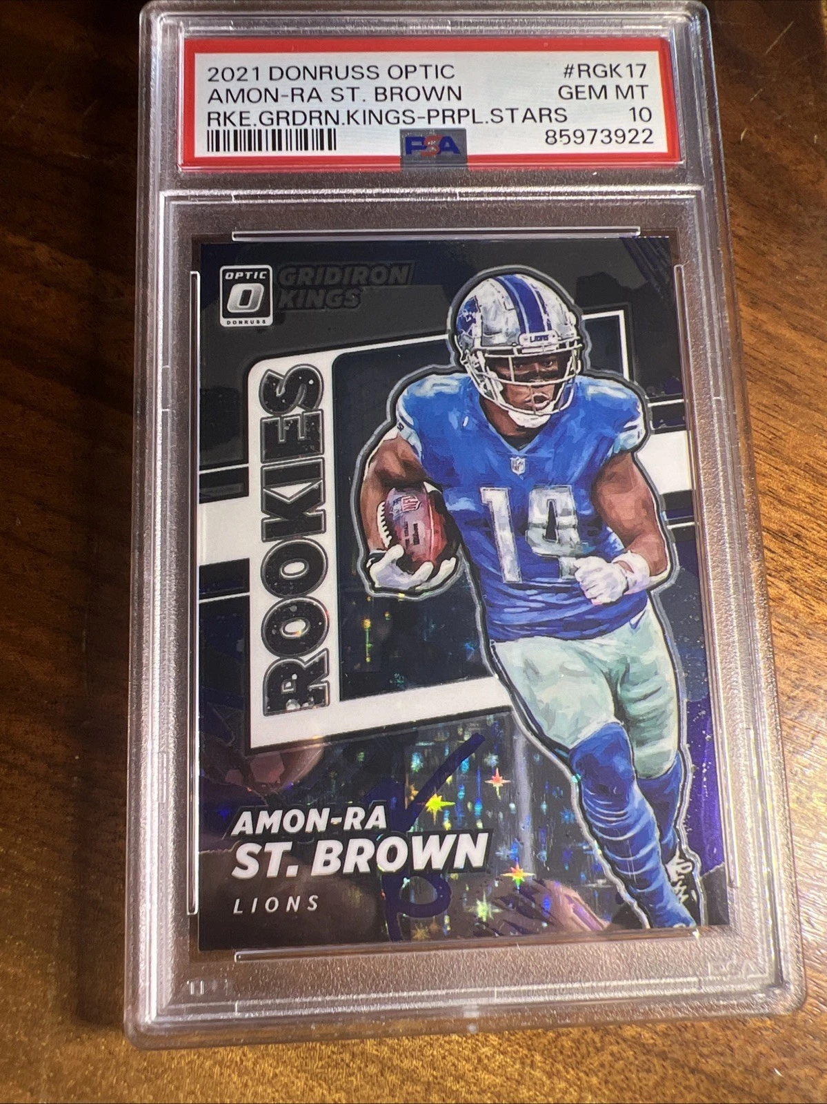 Amon-Ra St. Brown Panini Donruss Optic Rookie Gridiron Kings #RGK17 Purple Stars