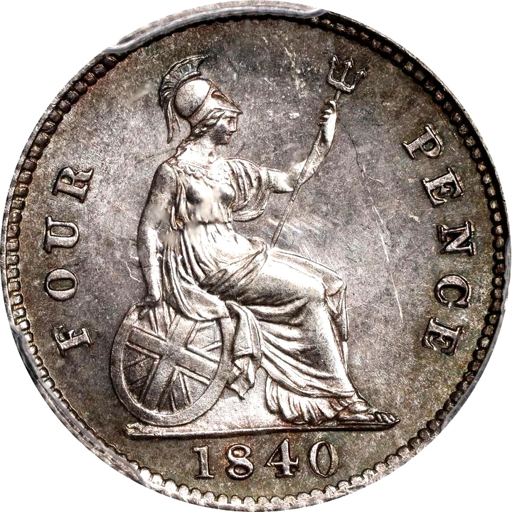 1840 Great Britain 4 Pence, Groat, PCGS MS 64, KM-731.1 - Image 2 of 4