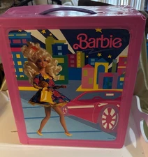 Vintage 1989 Barbie Doll Case Closet Trunk Pink Mattel Some Wear On Corners