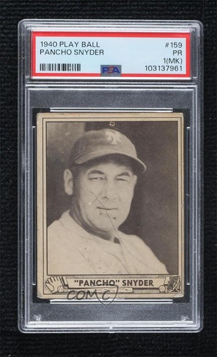 1940 Play Ball Frank Snyder (Superman Ad Back) #159 PSA 1 (MK)