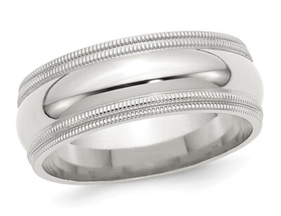 Herren Sterlingsilber 8 mm Doppel Milgrain Ehering Ring