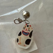 Japanese Maneki Neko Lucky Fortune Cat Bell Keychain Phone Strap Charm Gift JP