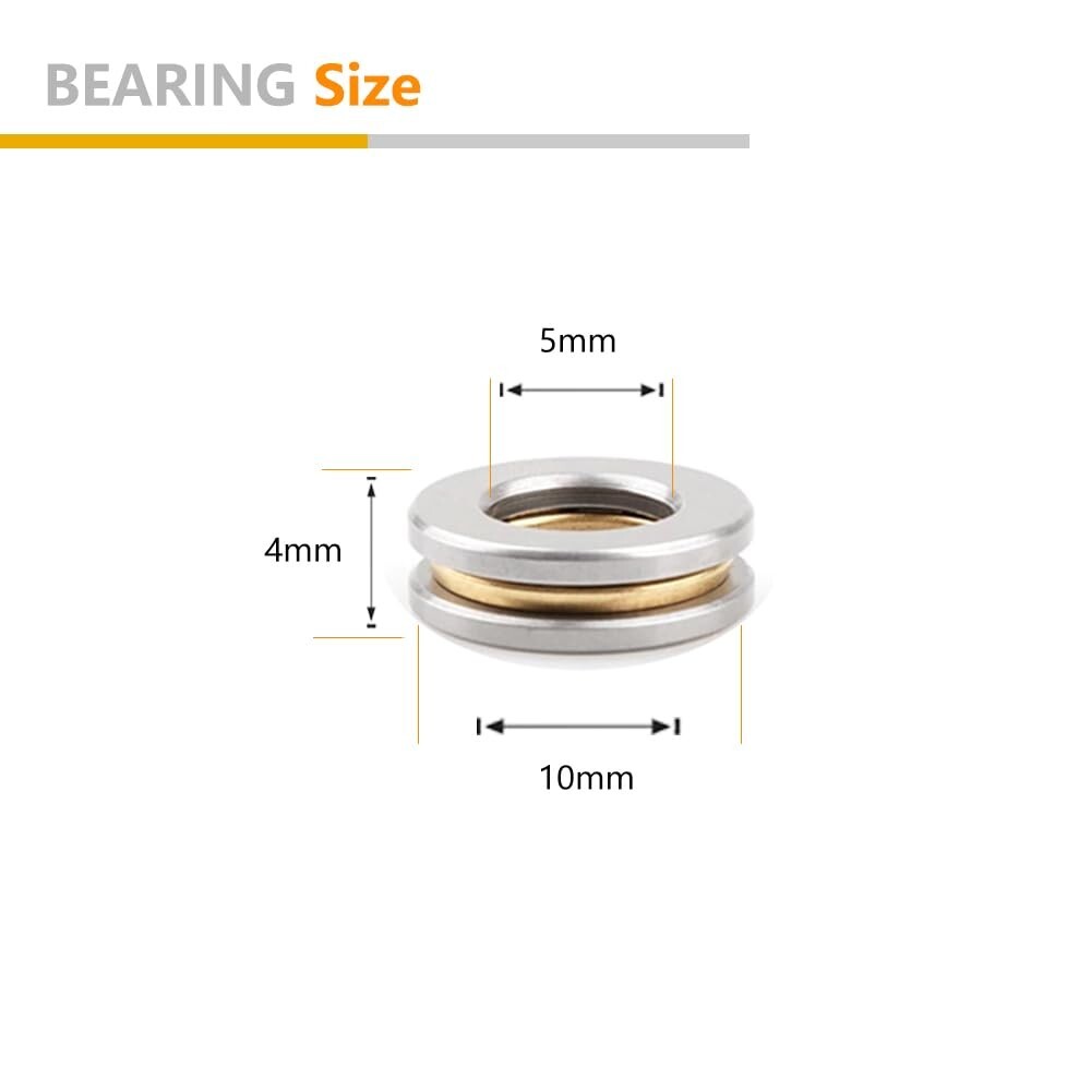 F5-10M (12Pcs) 5x10x4mm Single Direction Thrust Ball Bearings with Washers