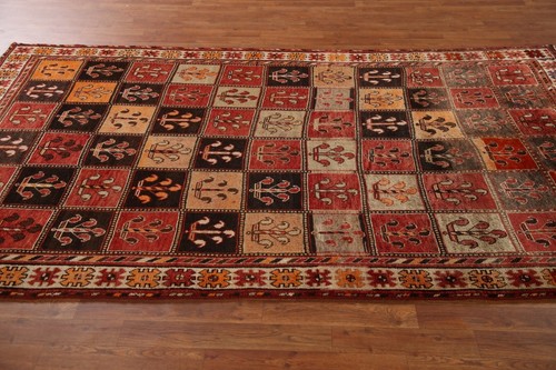 Vegetable Dye Checked Bakhtiari Area Rug 5x9 ft. Handmade Wool Vintage Carpet - Picture 10 of 12