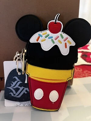 Disney Loungefly Mickey Ice Cream Cone Keychain Case Coin Purse Pouch New - Image 1 of 4