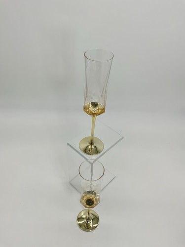 Rachel Zoe Sektflöte Stielglas Geschenkidee Goldstiel Hochzeit Sektglas - Bild 4 von 10