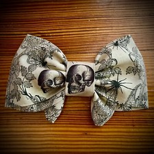 Handmade girls hair bow Skull Design