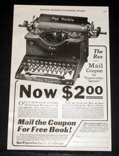 1917 OLD MAGAZINE PRINT AD, BRAND NEW REX TYPEWRITER, THIS IS A $100 MACHINE! thumbnail