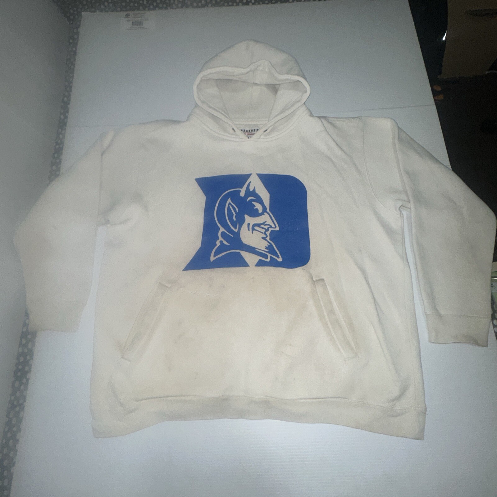 Team Ed Apparel Footlocker Duke University Blue Devil Hoodie Jumper L Distressed