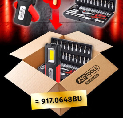 KS TOOLS 1/4'' Steckschlüssel-Satz, 48-tlg + LEDMAX Taschenlampe