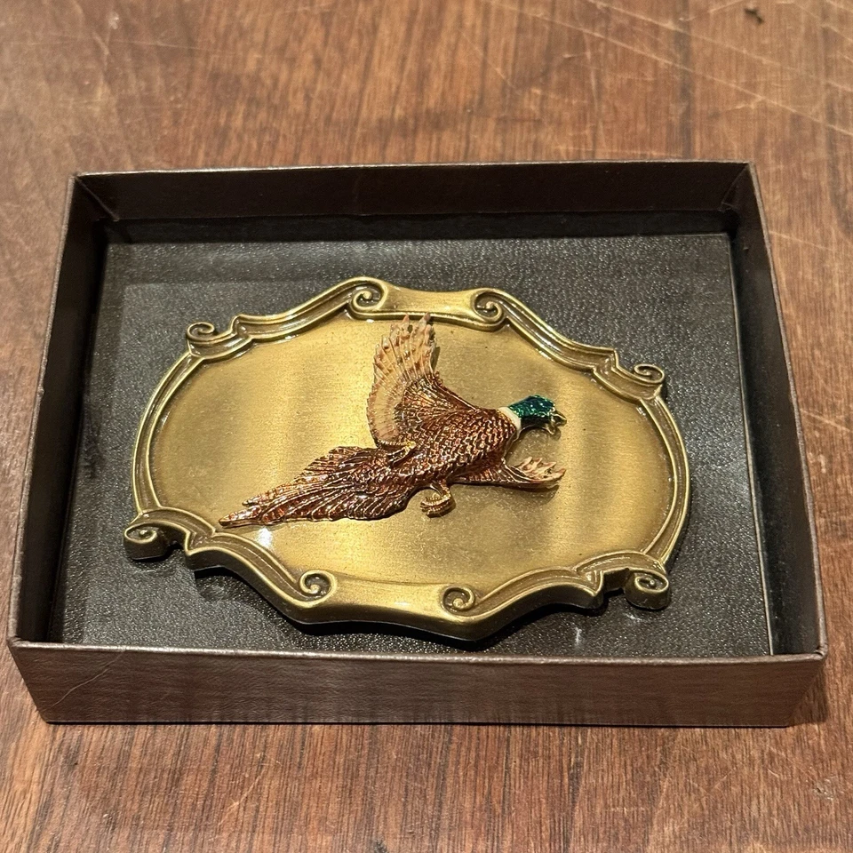 Vtg Pheasant Bird Belt Buckle Buckle Brass Made In USA Raintree Wildlife Nature - Image 2 of 4