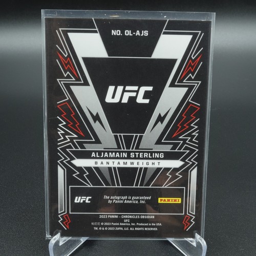 UFC CHRONICLES 2023 OBSIDIAN ALJAMAIN STERLING LIGHTNING STRIKE SIGNATURES CARD - Picture 2 of 2